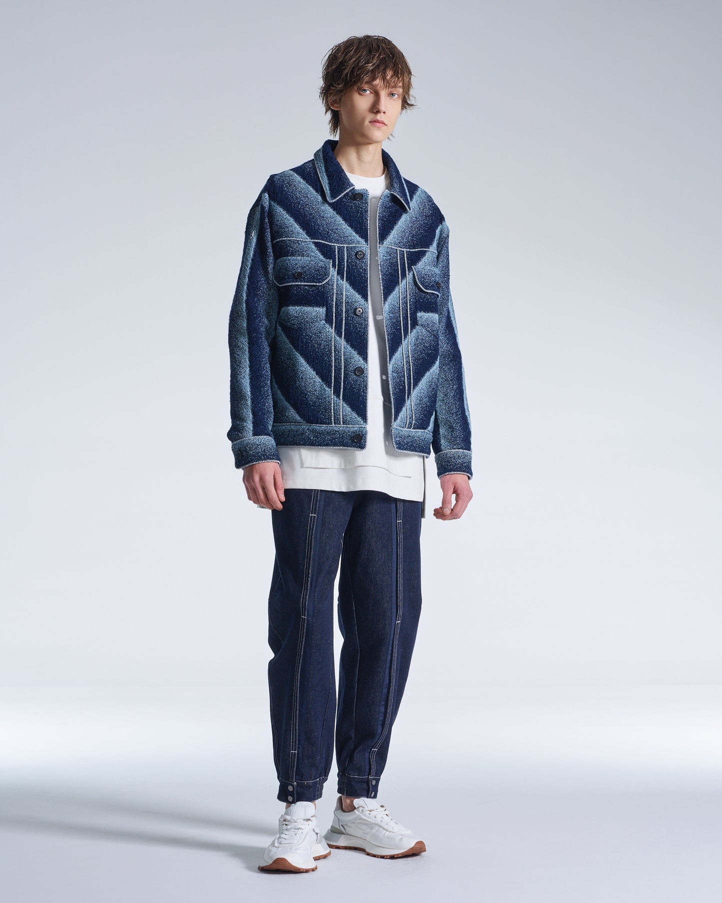 HARRISON WONG / Bias Stripe Denim Jacket