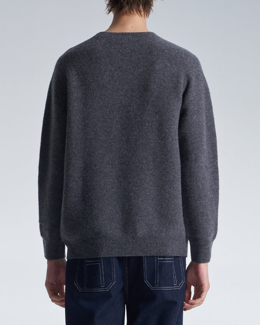 HARRISON WONG / Basic Wool Sweater With Horizontal Weave - Grey