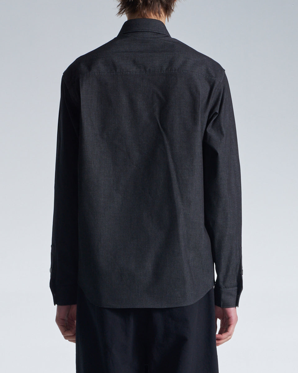 HARRISON WONG / Denim Shirt With Contrast Sleeve - Black