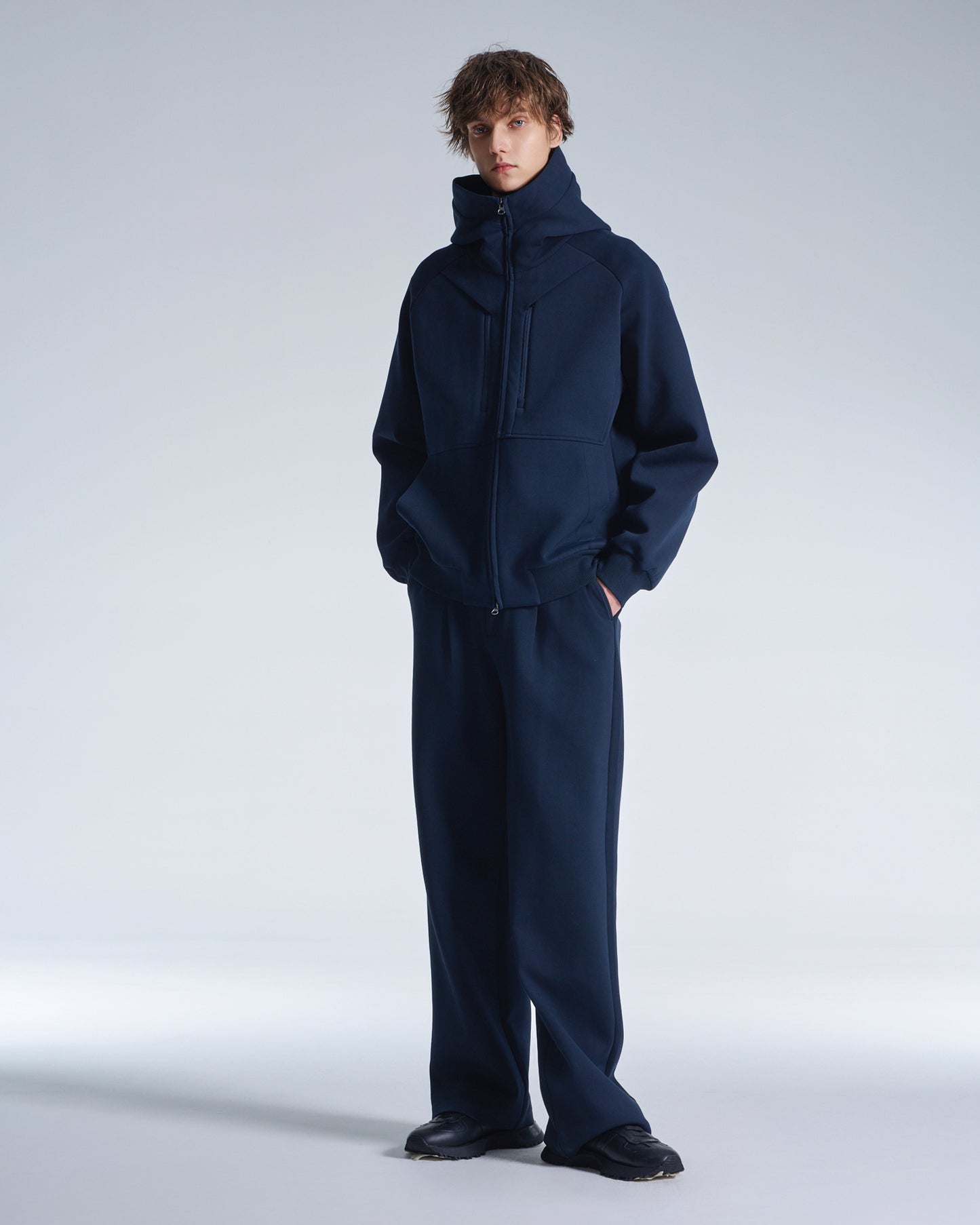 HARRISON WONG / Honeycomb Knit Zipper Jacket With Hood