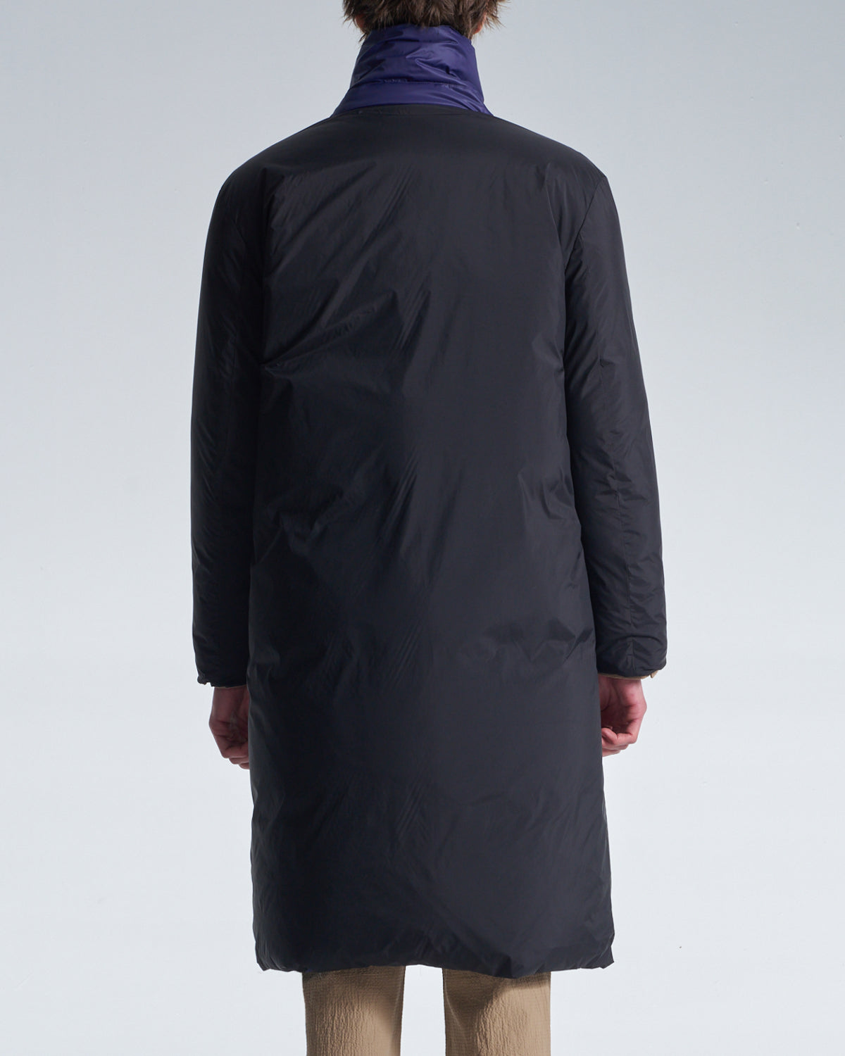 HARRISON WONG / Reversible Down Coat With Belt - Navy + Black