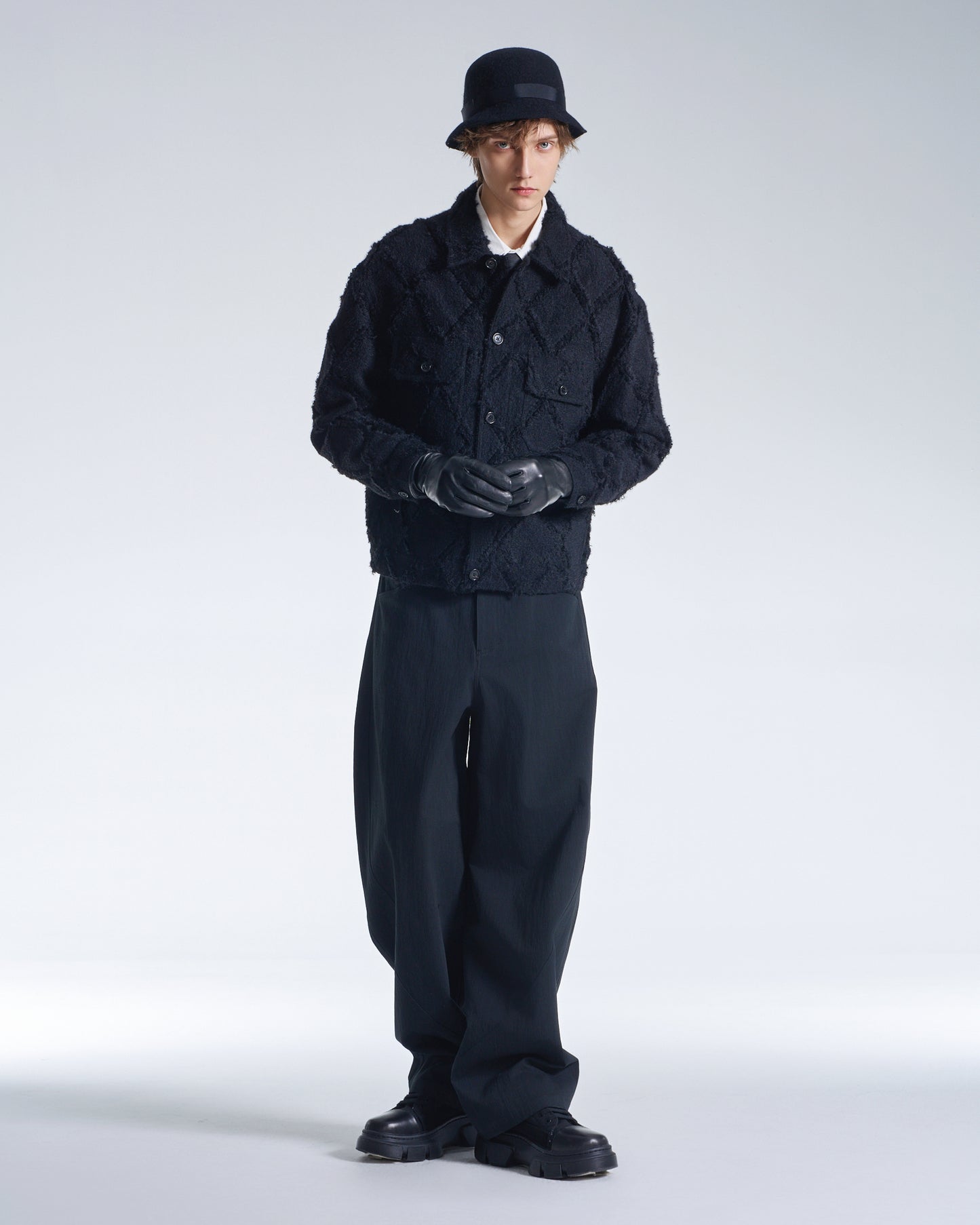 HARRISON WONG / Ripped Diamond Pattern Jacket