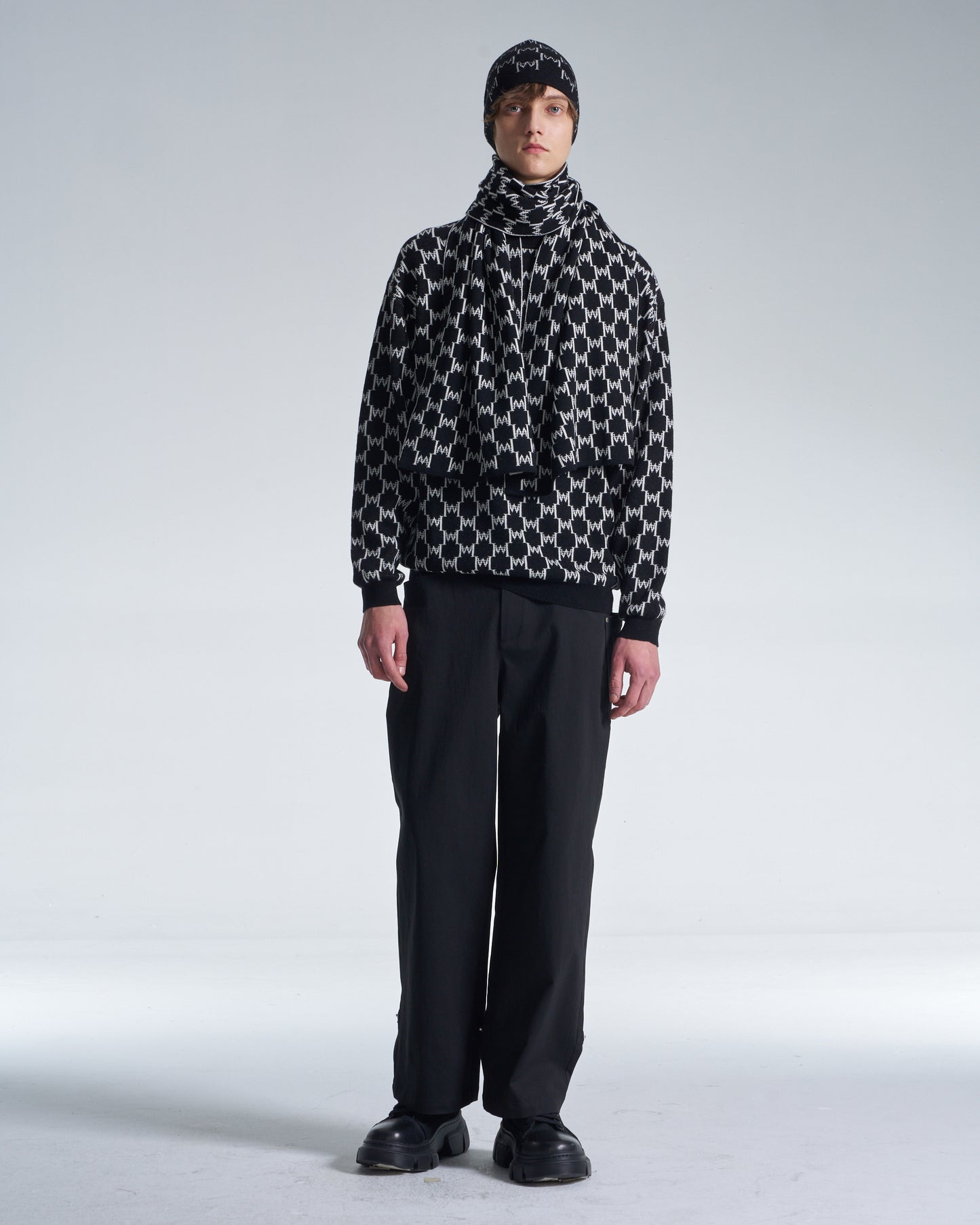 HARRISON WONG / Logo Monogram Wool Sweater - Black