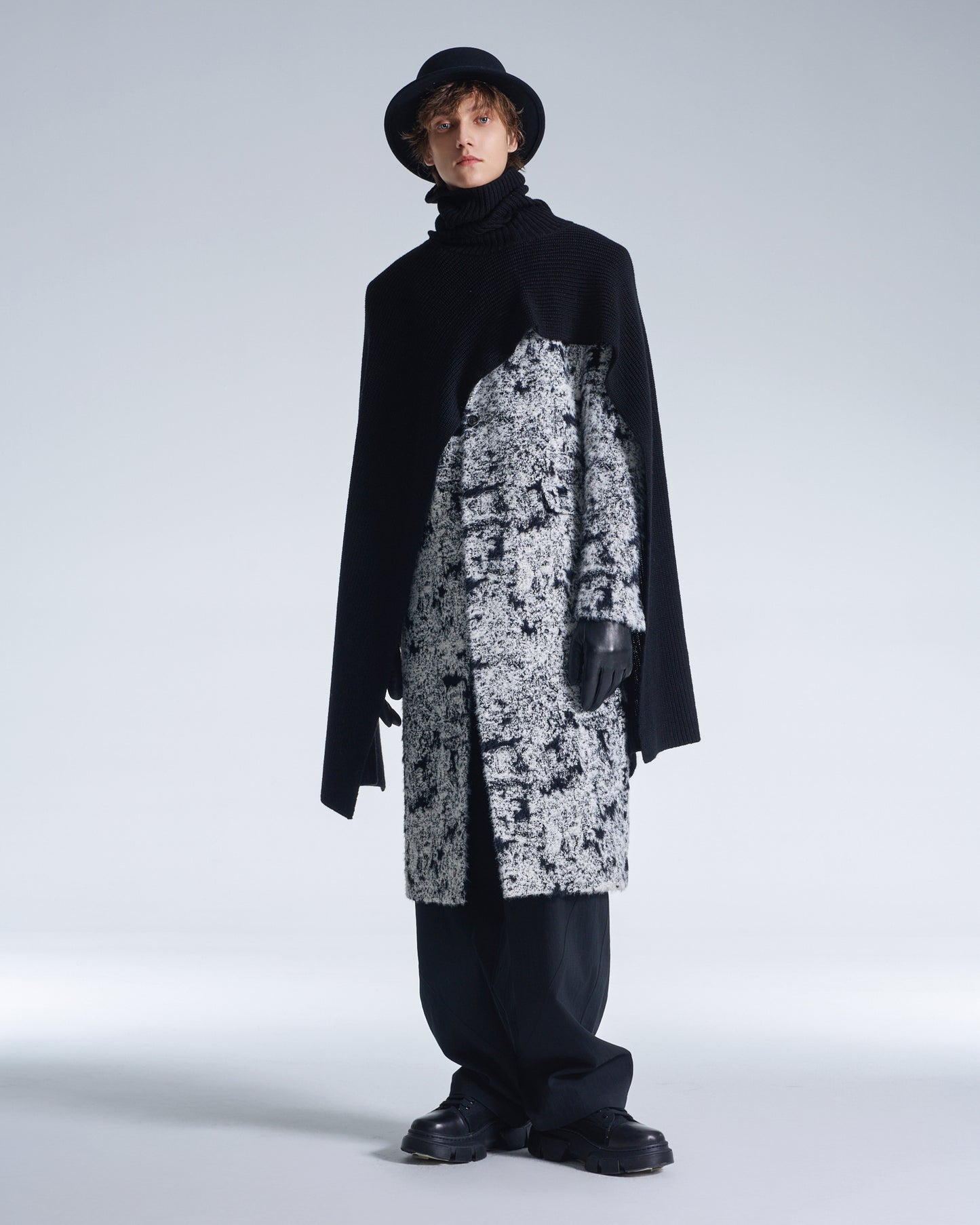 HARRISON WONG / Hairy Abstract Jacquard Long Coat