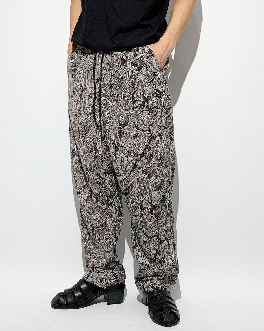 ADULT by YUJISUGENO / Paisley Pattern Sarrouel Wide Pants - BLACK