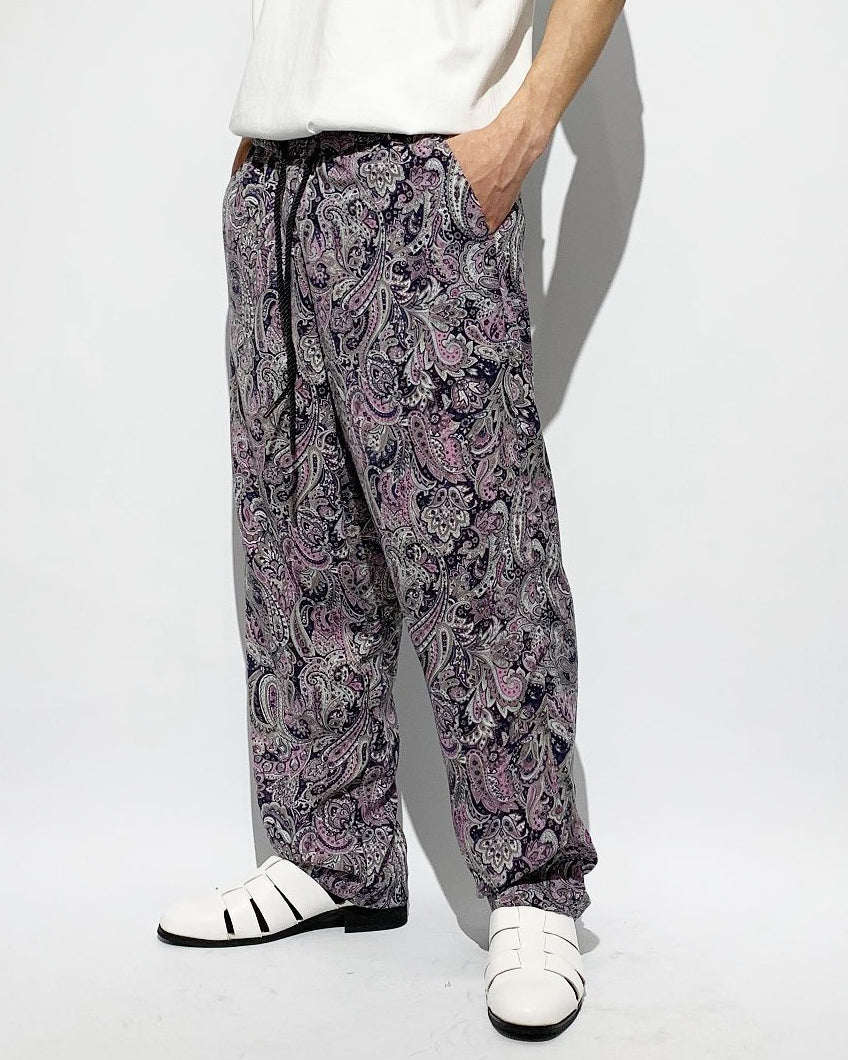 ADULT by YUJISUGENO / Paisley Pattern Sarrouel Wide Pants - PURPLE