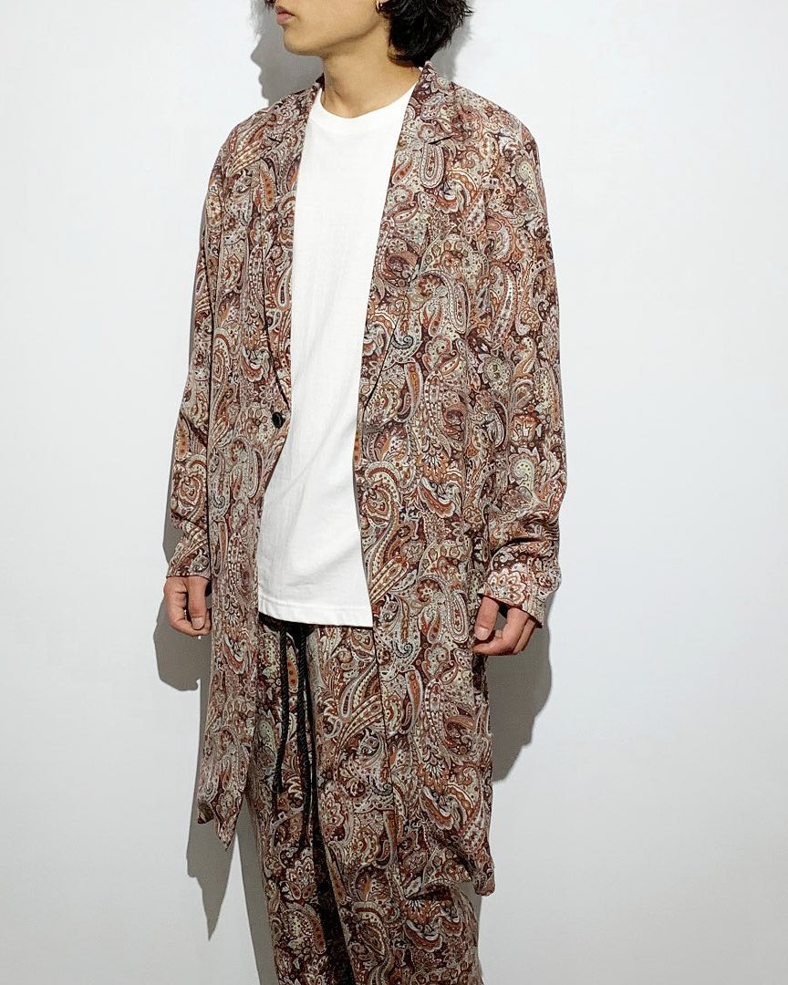 ADULT by YUJISUGENO / Paisley Pattern Long Shirt Jacket - BROWN