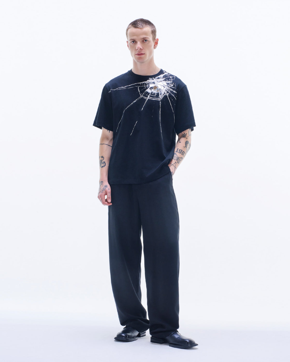 HARRISON WONG / Tee With Broken Glass Pattern - Black