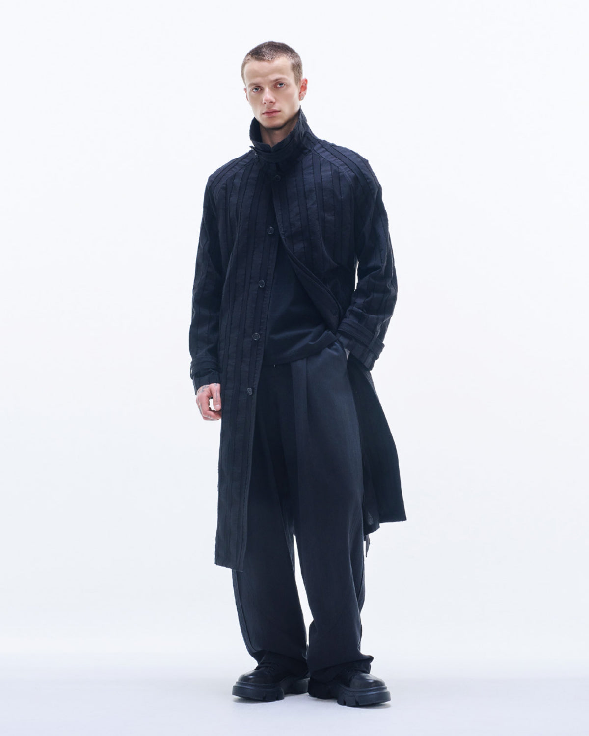 HARRISON WONG / Stripe Textured Light Coat