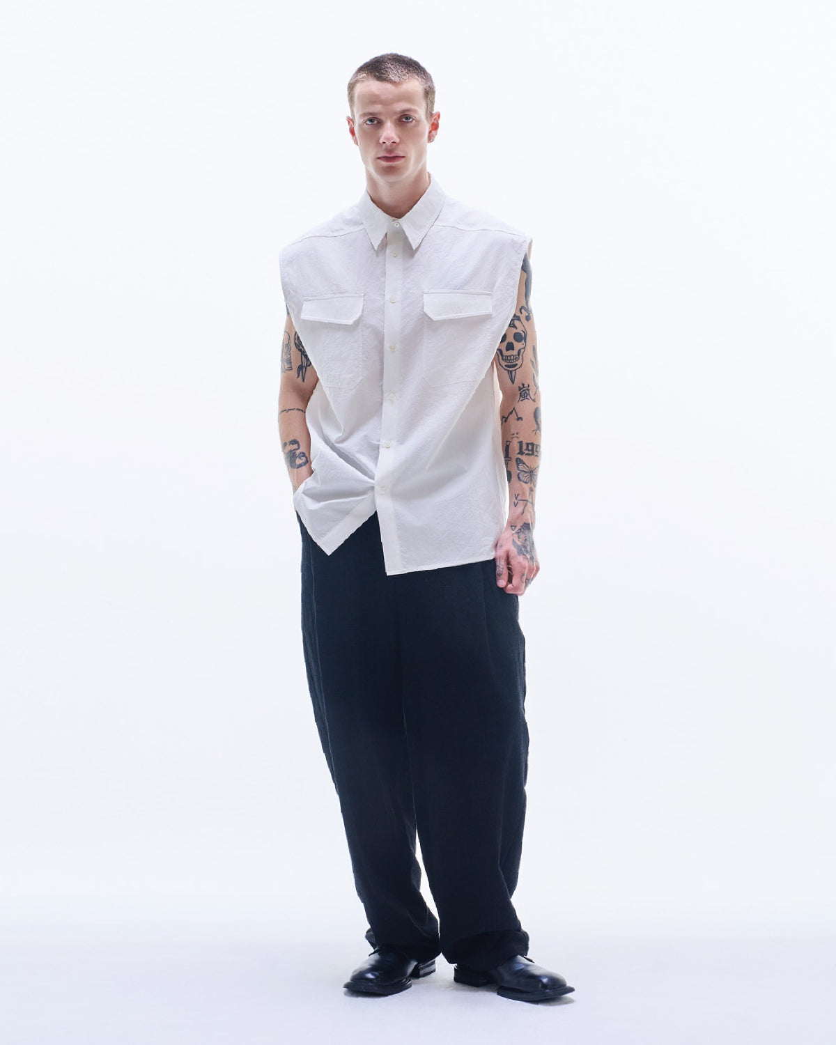 HARRISON WONG / Cotton Sleeveless Shirt - White