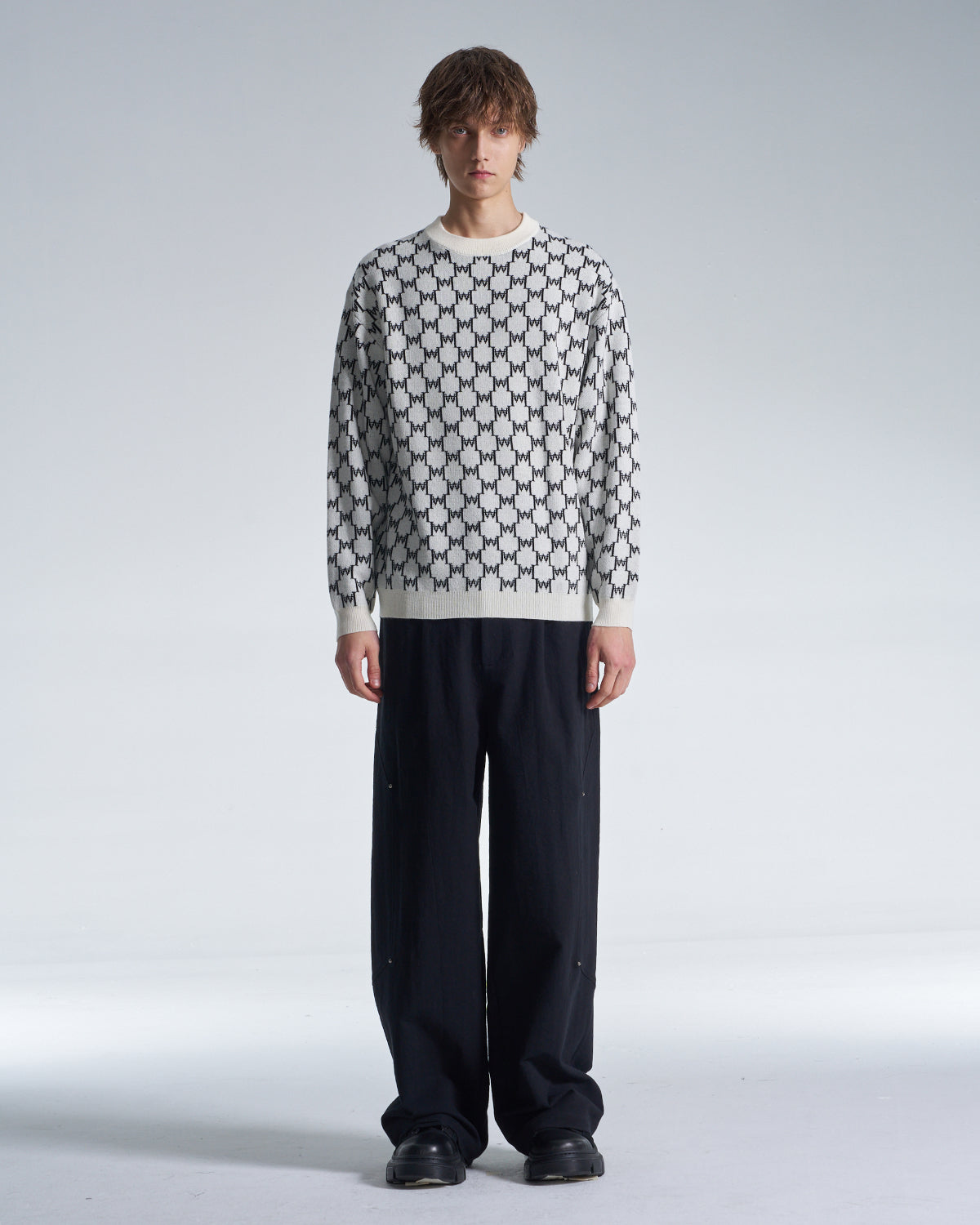 HARRISON WONG / Logo Monogram Wool Sweater - White