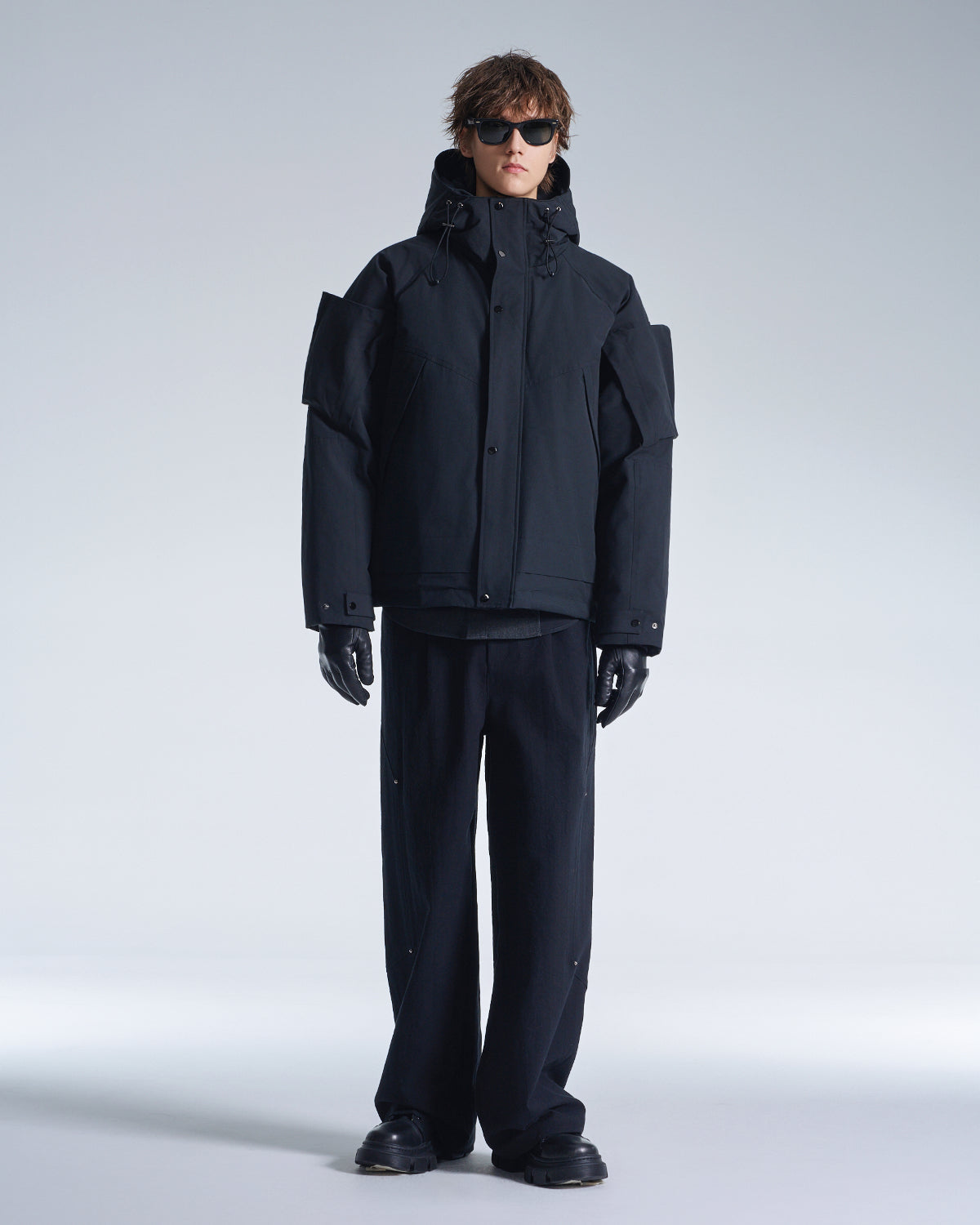 HARRISON WONG / Down Jacket With 3D Pocket On Sleeve - Black