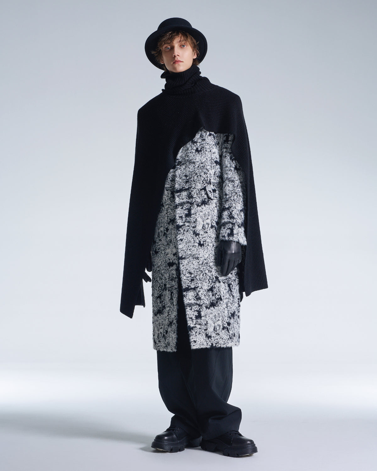 HARRISON WONG / Hairy Abstract Jacquard Long Coat