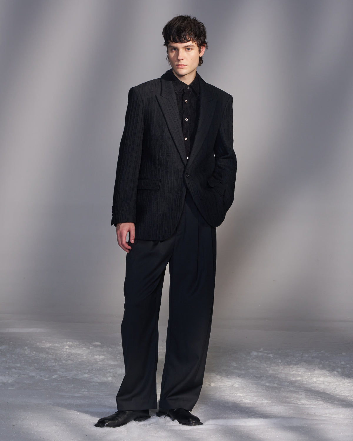 HARRISON WONG / Smocked Corduroy Shirt - Black