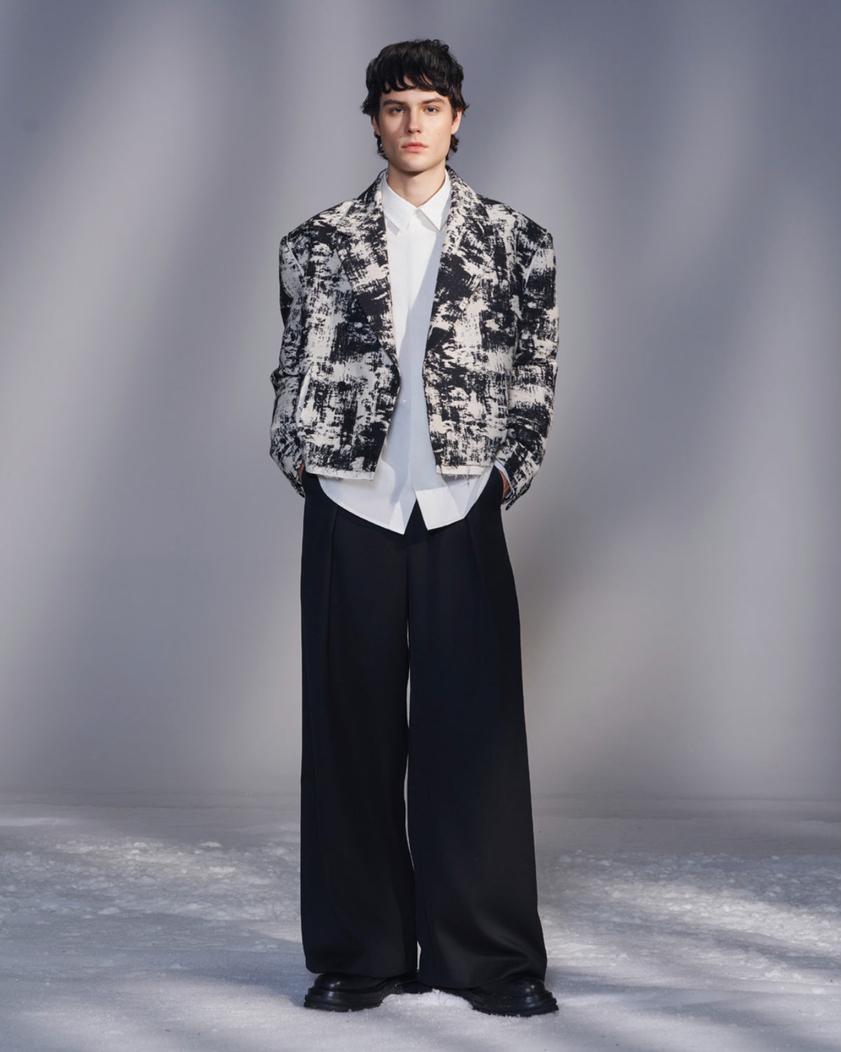 HARRISON WONG / Cotton Shirt With Hidden Placket & Pleats - White
