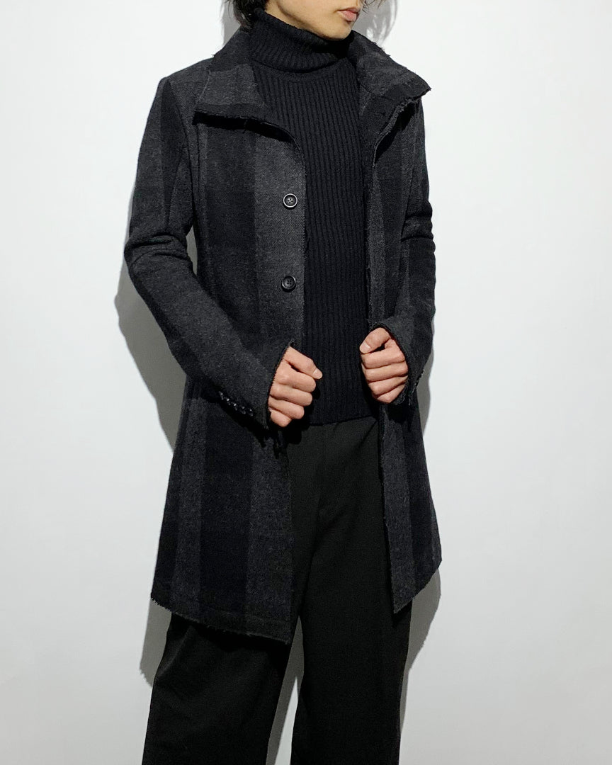 gène par YUKIO MISHIBA / Check Melton Stand Collar Coat