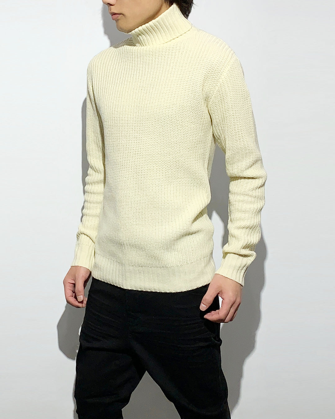 agr / Rib Turtle-Neck KN - Ecru