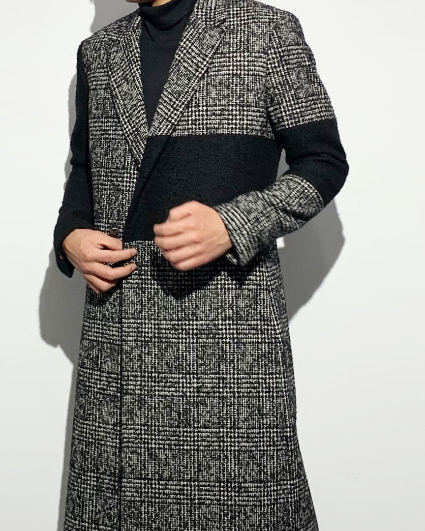 Bennu / Wooly Tweed Switch Long Coat - CHECK