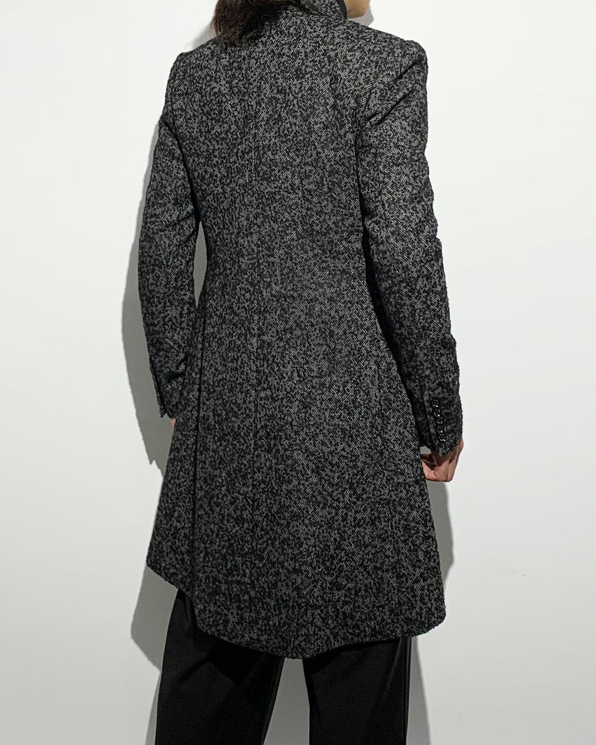 Bennu / Wooly Tweed Round-Tail Long Jacket