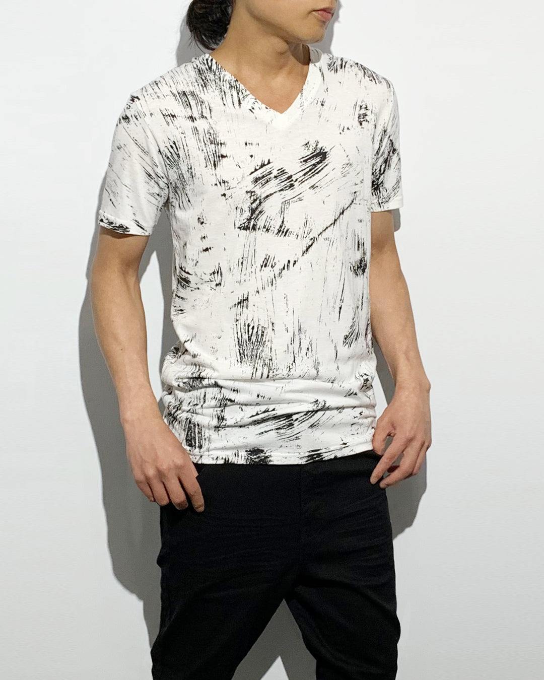 gène par YUKIO MISHIBA / Back to Zero Vneck Tee - White