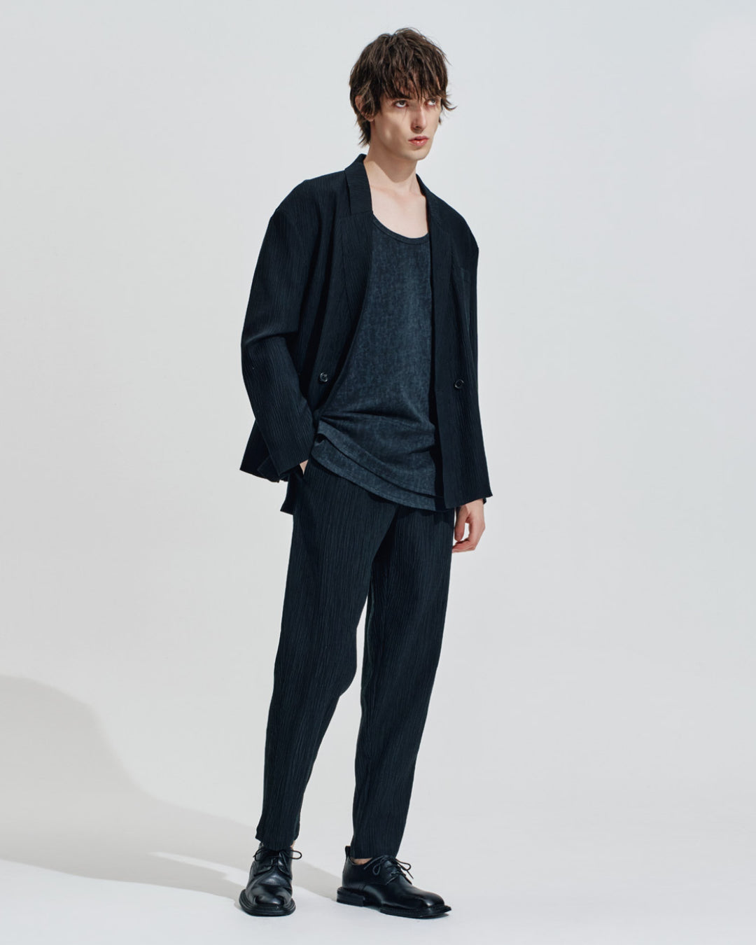 HARRISON WONG / Crepe Texture Tencel Loose Fit Pants