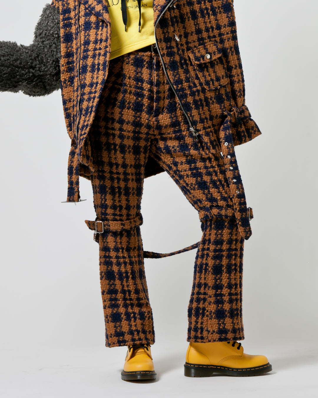 Bennu / Wooly Tweed Boot-Cut Bondage Trousers - ORANGE