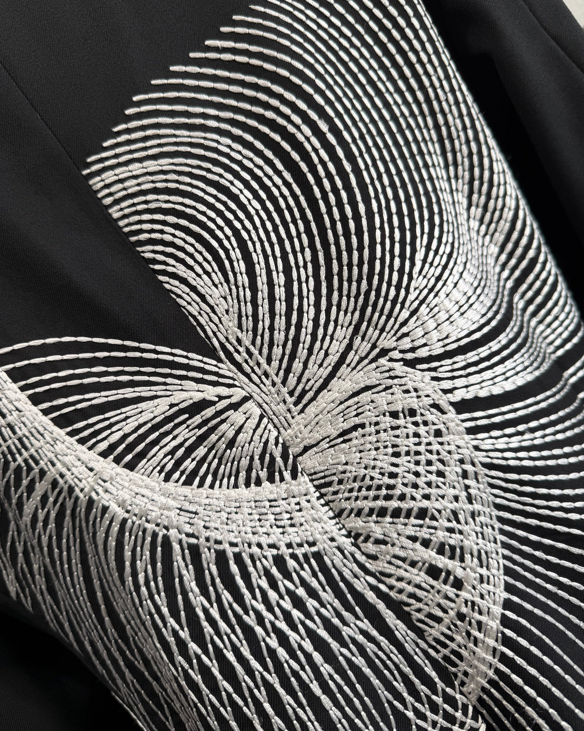 HARRISON WONG / Wool Blazer With Twisted Wavy Lines Embroidery