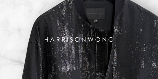 HARRISON WONG / Crepe Zipper Long Jacket With Silver Brush Print