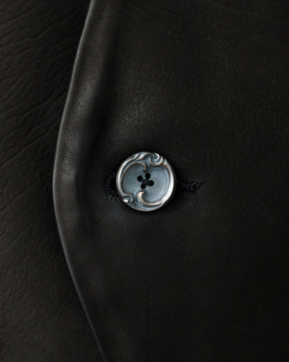 Bennu / Japanese Calf Leather Lapelless Jacket with SV925 Button