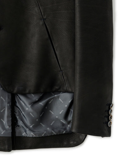 Bennu / Japanese Calf Leather Lapelless Jacket with SV925 Button