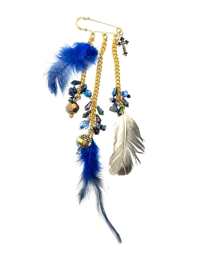 Ranunculus / "Blue Night" Brooch - Feather Ⅲ