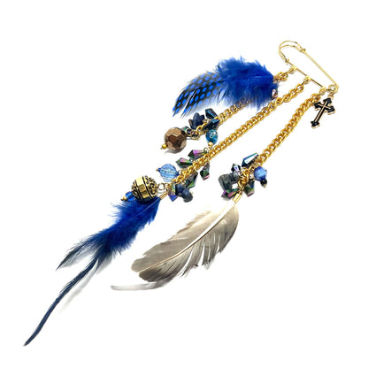 Ranunculus / "Blue Night" Brooch - Feather Ⅲ