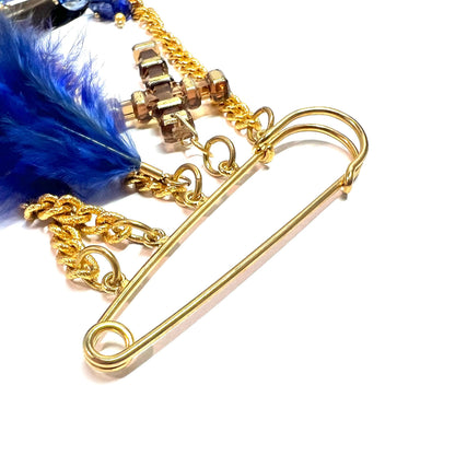 Ranunculus / "Blue Night" Brooch - Feather Ⅰ