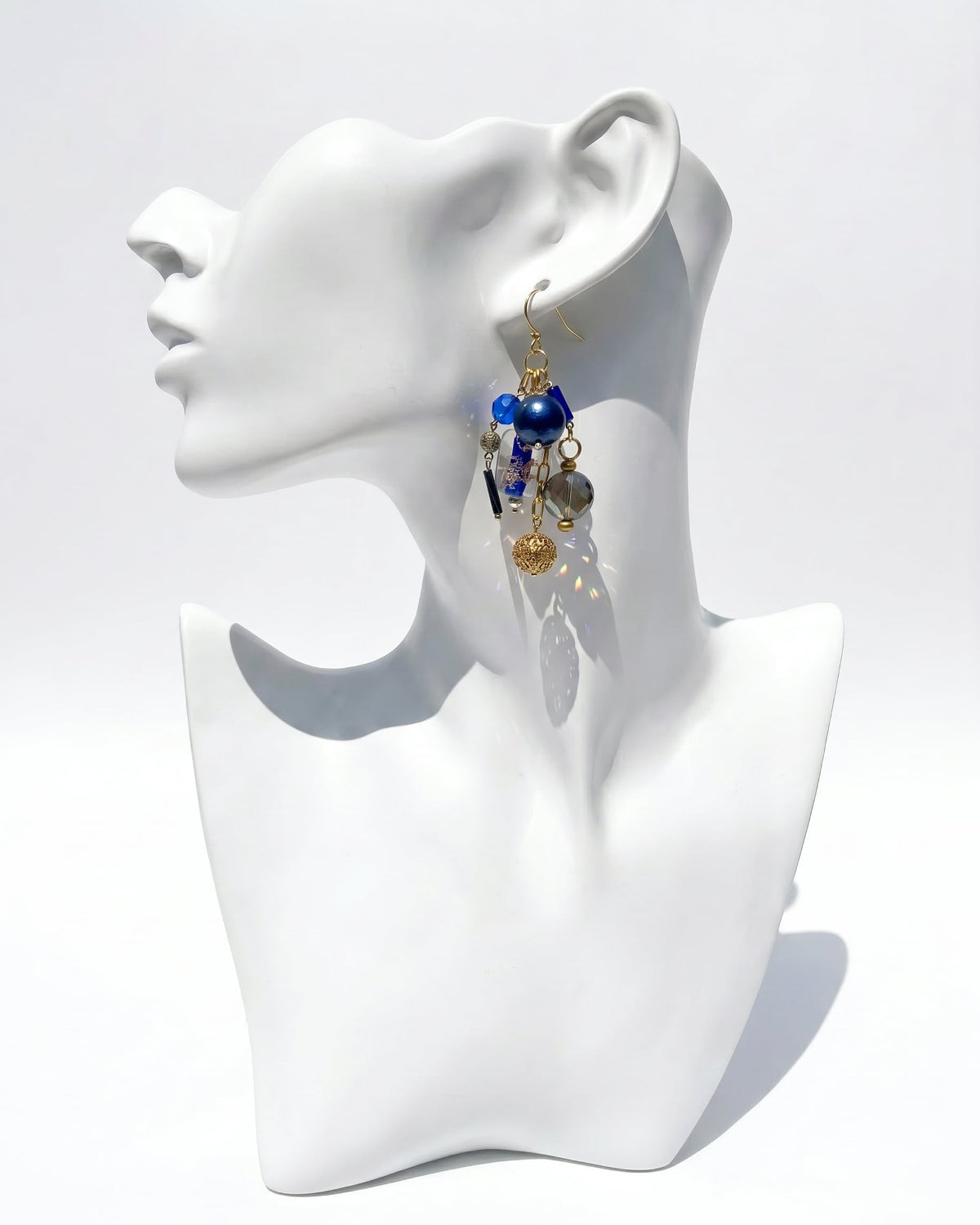 Ranunculus / "Blue Night" Pierced Earring - 2607