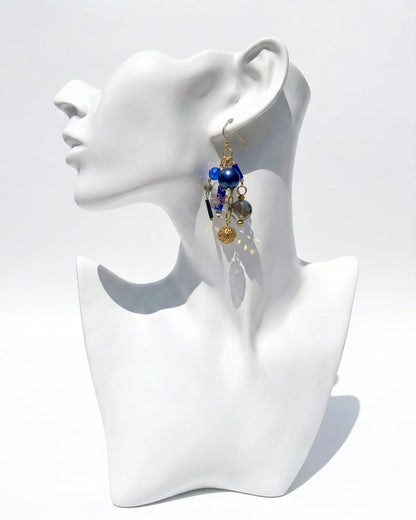 Ranunculus / "Blue Night" Pierced Earring - 2607