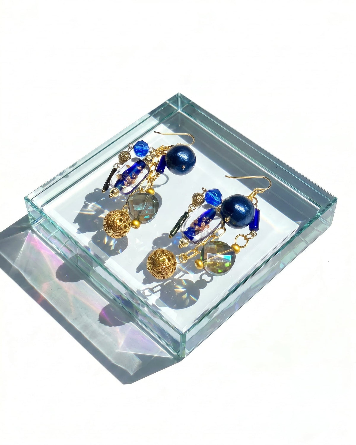 Ranunculus / "Blue Night" Pierced Earring - 2607