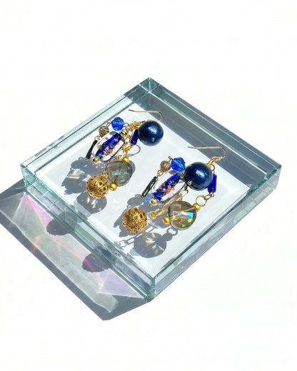 Ranunculus / "Blue Night" Pierced Earring - 2607