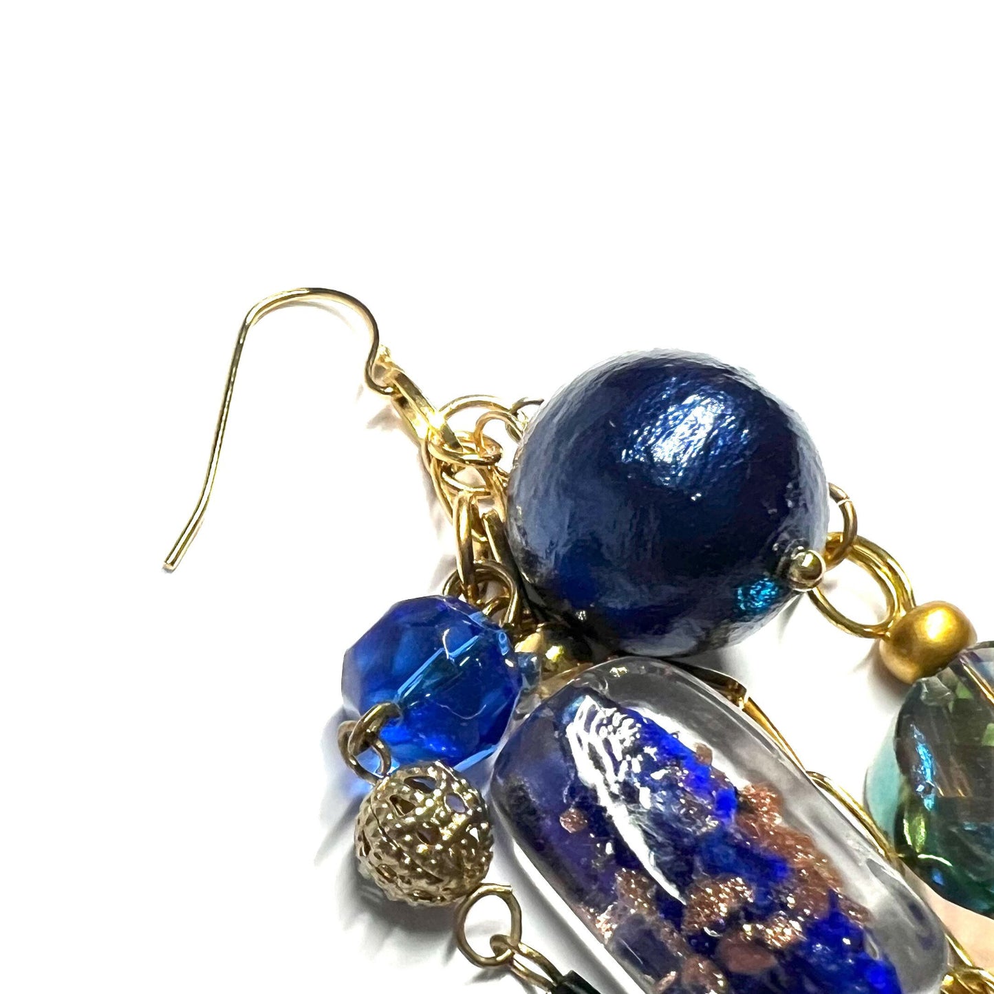 Ranunculus / "Blue Night" Pierced Earring - 2607