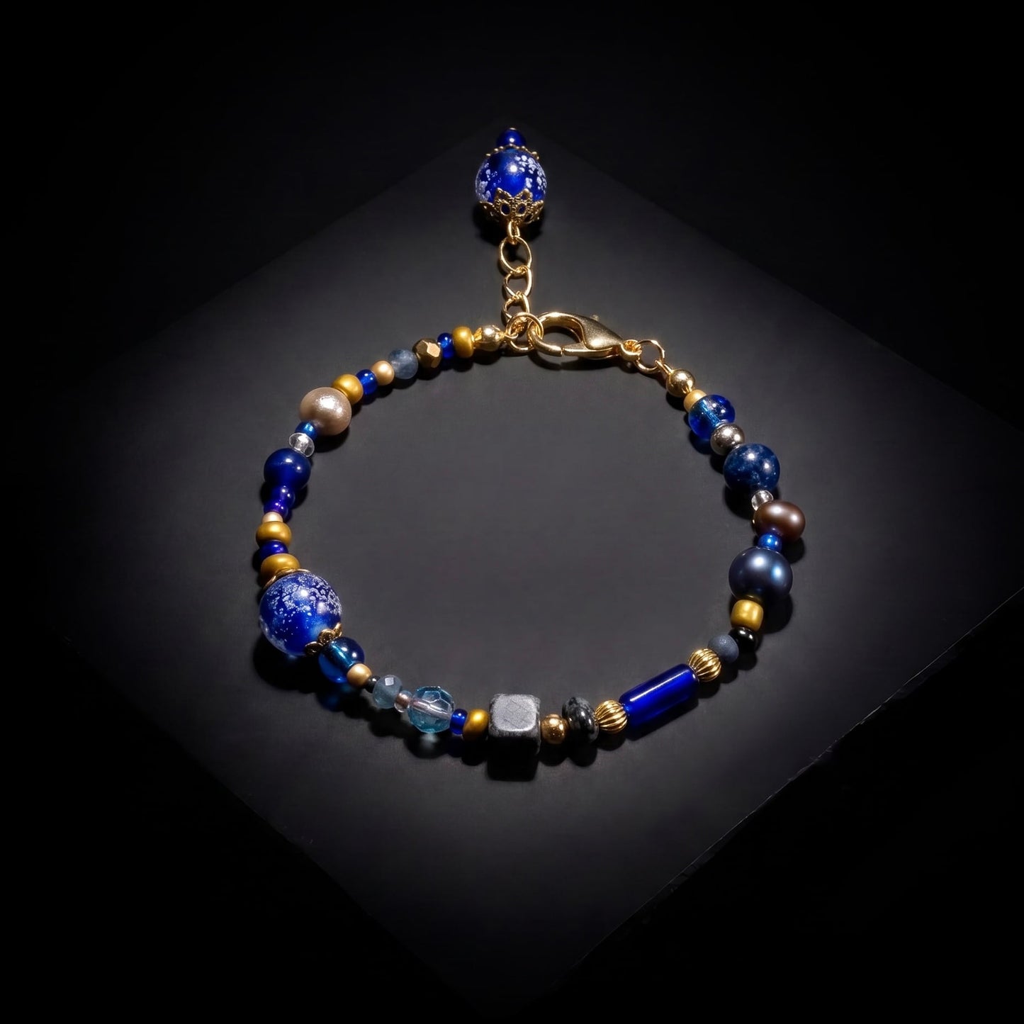 Ranunculus / "Blue Night" Bracelet - 26071