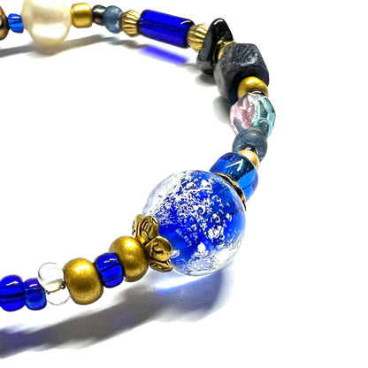 Ranunculus / "Blue Night" Bracelet - 26071