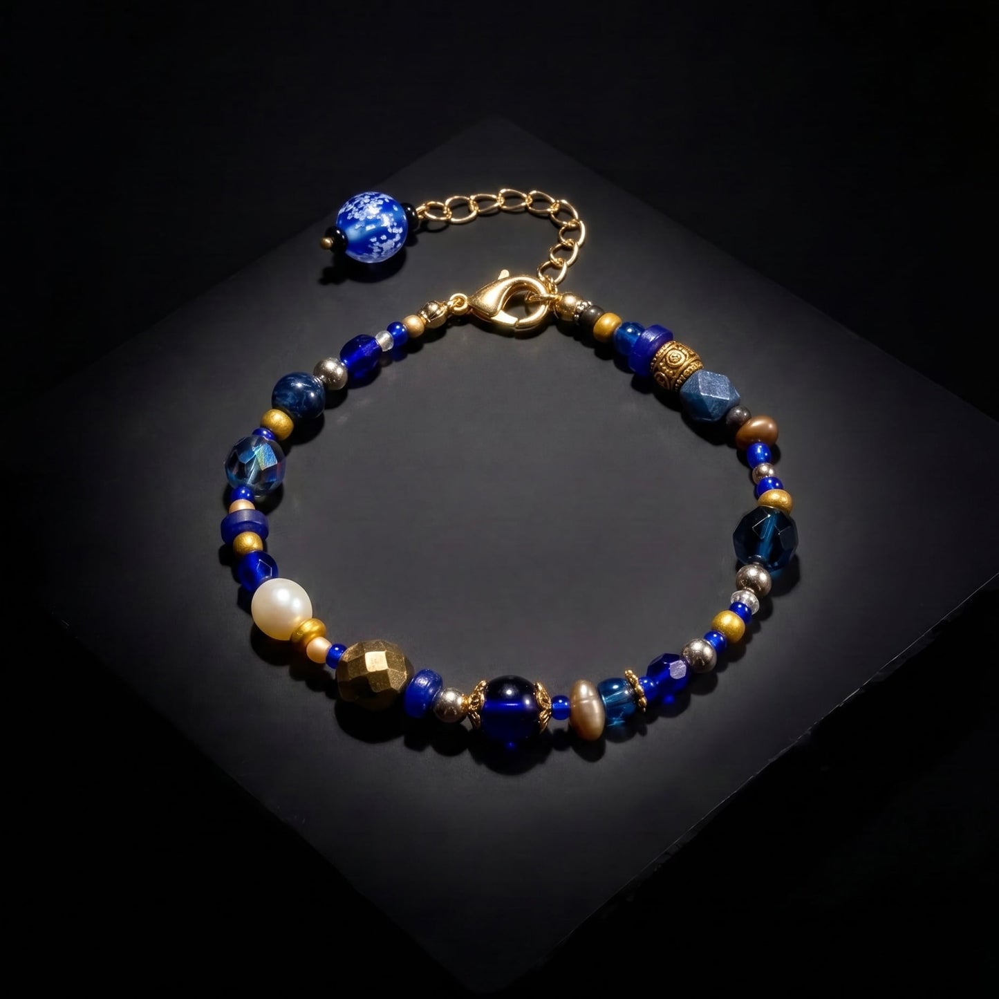 Ranunculus / "Blue Night" Bracelet - 26072
