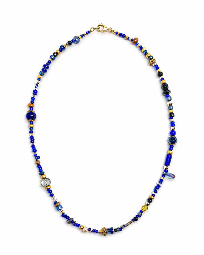 Ranunculus / "Blue Night" Necklace - 26071