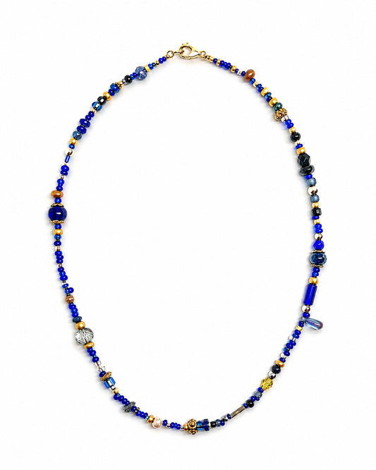Ranunculus / "Blue Night" Necklace - 26071