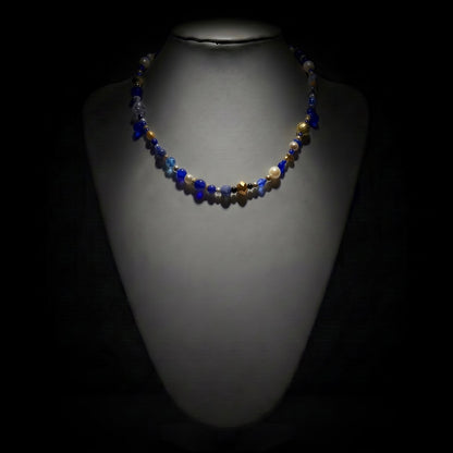 Ranunculus / "Blue Night" Necklace - 26072