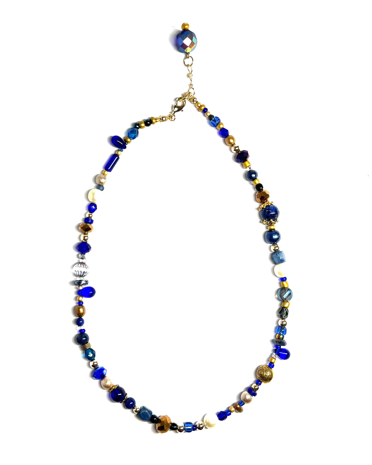 Ranunculus / "Blue Night" Necklace - 26072