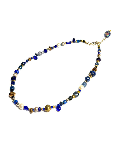 Ranunculus / "Blue Night" Necklace - 26072