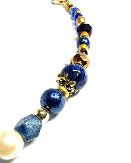 Ranunculus / "Blue Night" Necklace - 26072