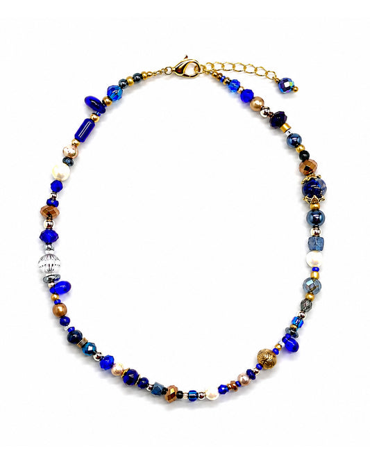 Ranunculus / "Blue Night" Necklace - 26072