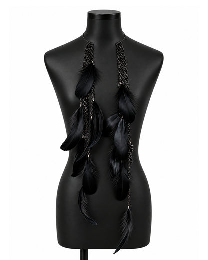 Ranunculus / "Woden" Feather Necklace