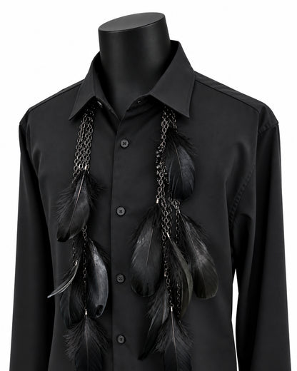 Ranunculus / "Woden" Feather Necklace